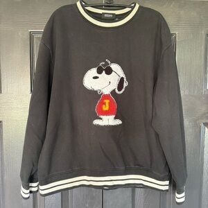 Peanuts “Joe Cool” Black Crewneck Sweater with Snoopy Design